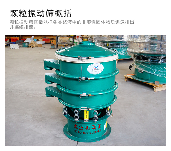 顆粒式振動篩是針對顆粒狀物料進行研發的，由于顆粒的形狀有很多的不同所以，廠家在清網裝置方面進行提升效率。